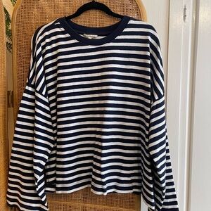 Madewell Navy and White Striped women’s Top